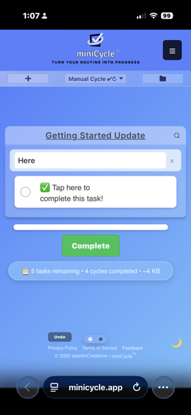 Search filter active with the text Here typed in the search field. The task list is filtered to show only matching tasks. An X button allows clearing the filter to show all tasks again.